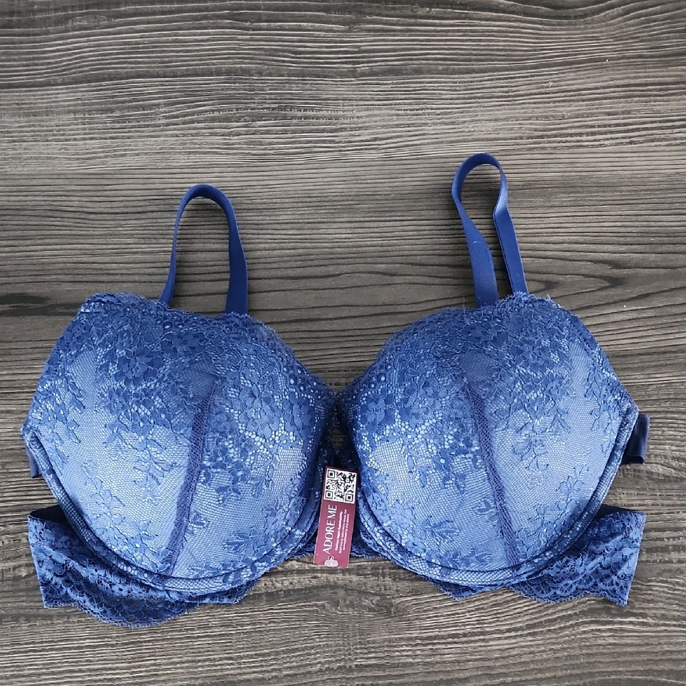 Adore Me Strappy Blue Lace Bra